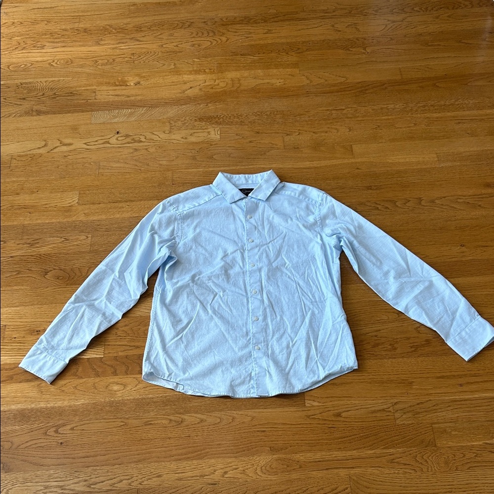 Black Brown 1826 Light Blue Casual Button Down Shirt Mens SLIM Fit Medium